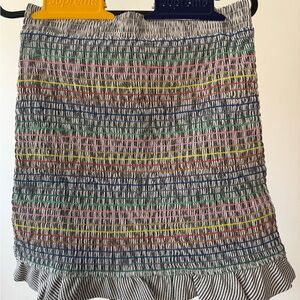 Storia Smocked Rainbow Thread Ruffle Pull-on Mini Skirt